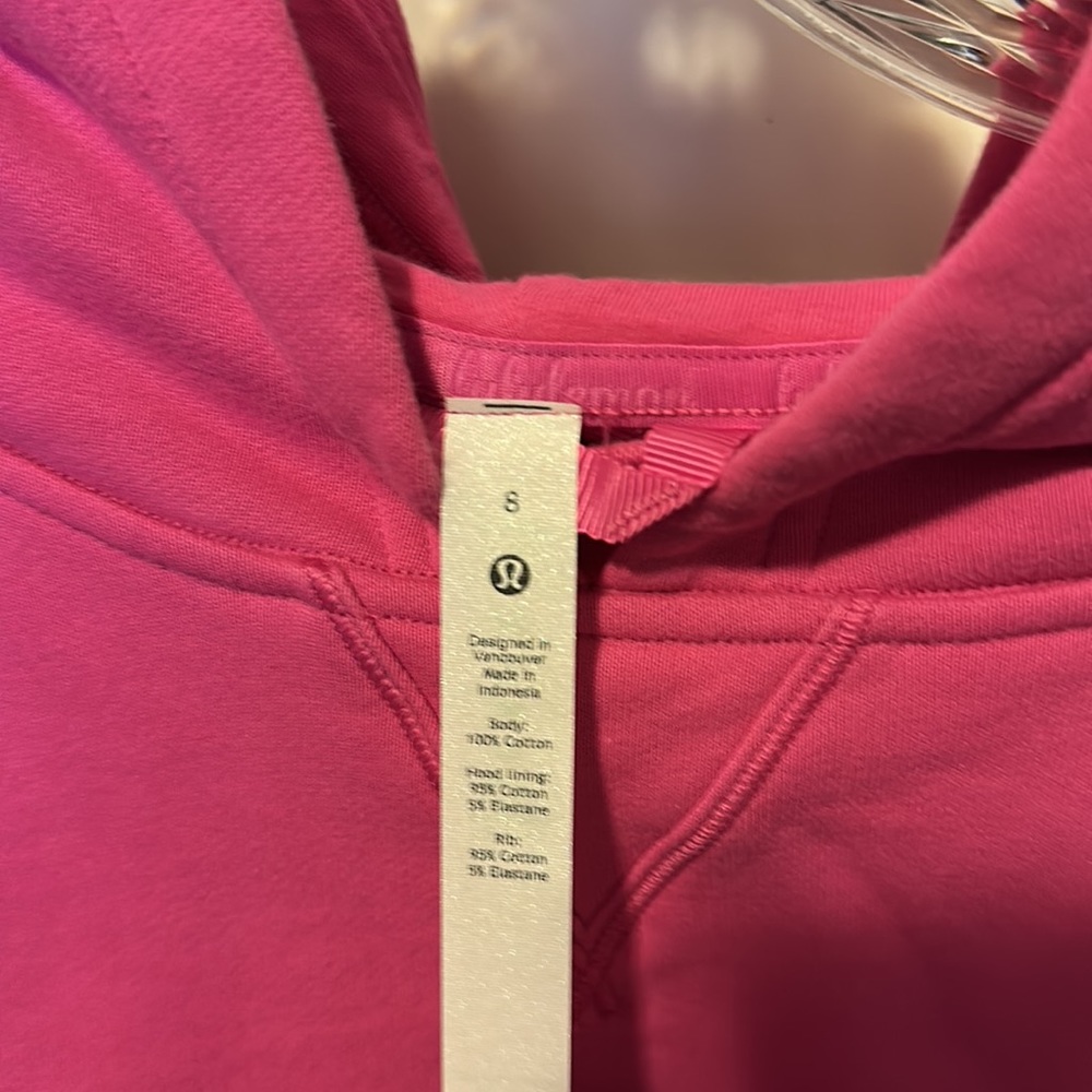 Lululemon bright pink crop hoodie size 8 - Picture 4 of 6